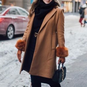 Zara Coat Camel Fur Cuffs Small